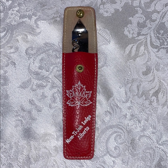 Vintage Red Leather Bottle/Wine Opener with Case - Picture 5 of 5
